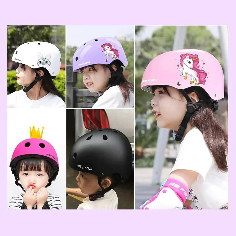 Kids Skateboard Bicycle Helmet Aults Adjustable Motorcycle Helmet with Crown Scooter Balance Bike Riding Protective Gear New