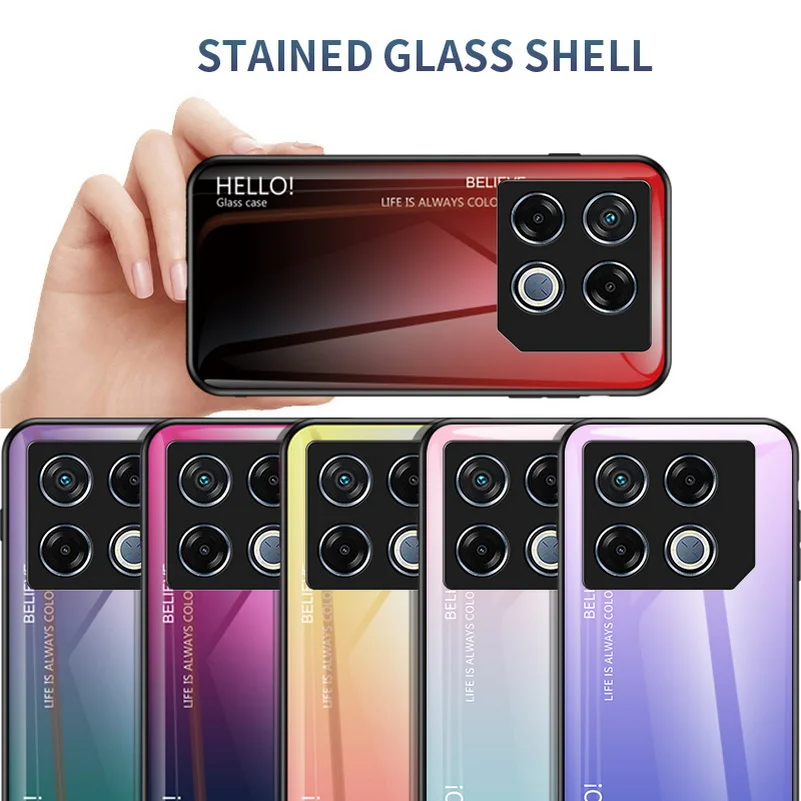 Gradient Tempered Glass Protect Case for Infinix GT 20 Pro Infinix Note 40 Pro 30 Hot 40 Pro 40i 30i 20s 20i Glossy Cover