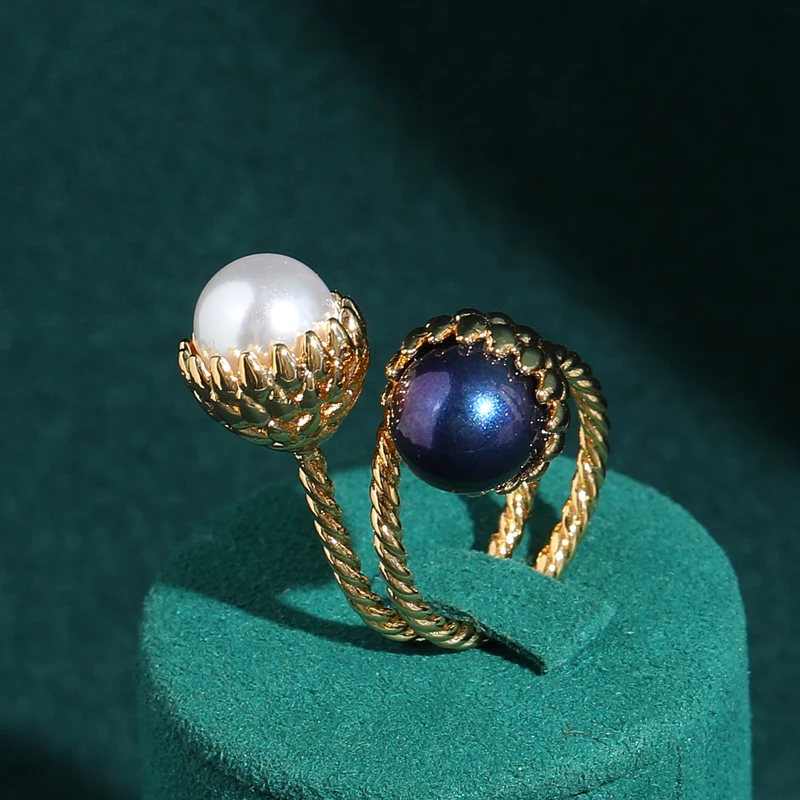 

Wedding Purple Pearl Ring Natural White Bridal Accessories Opening Cocktail For Women Luxury Quality Jewelry 2025 Evening Gift