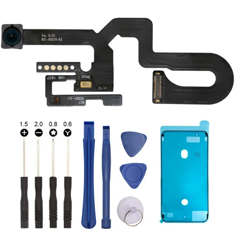 Front camera proximity light sensor flex cable with screen adhesive tapes screwdriver sets tools for iPhone 7 7p 8 Plus