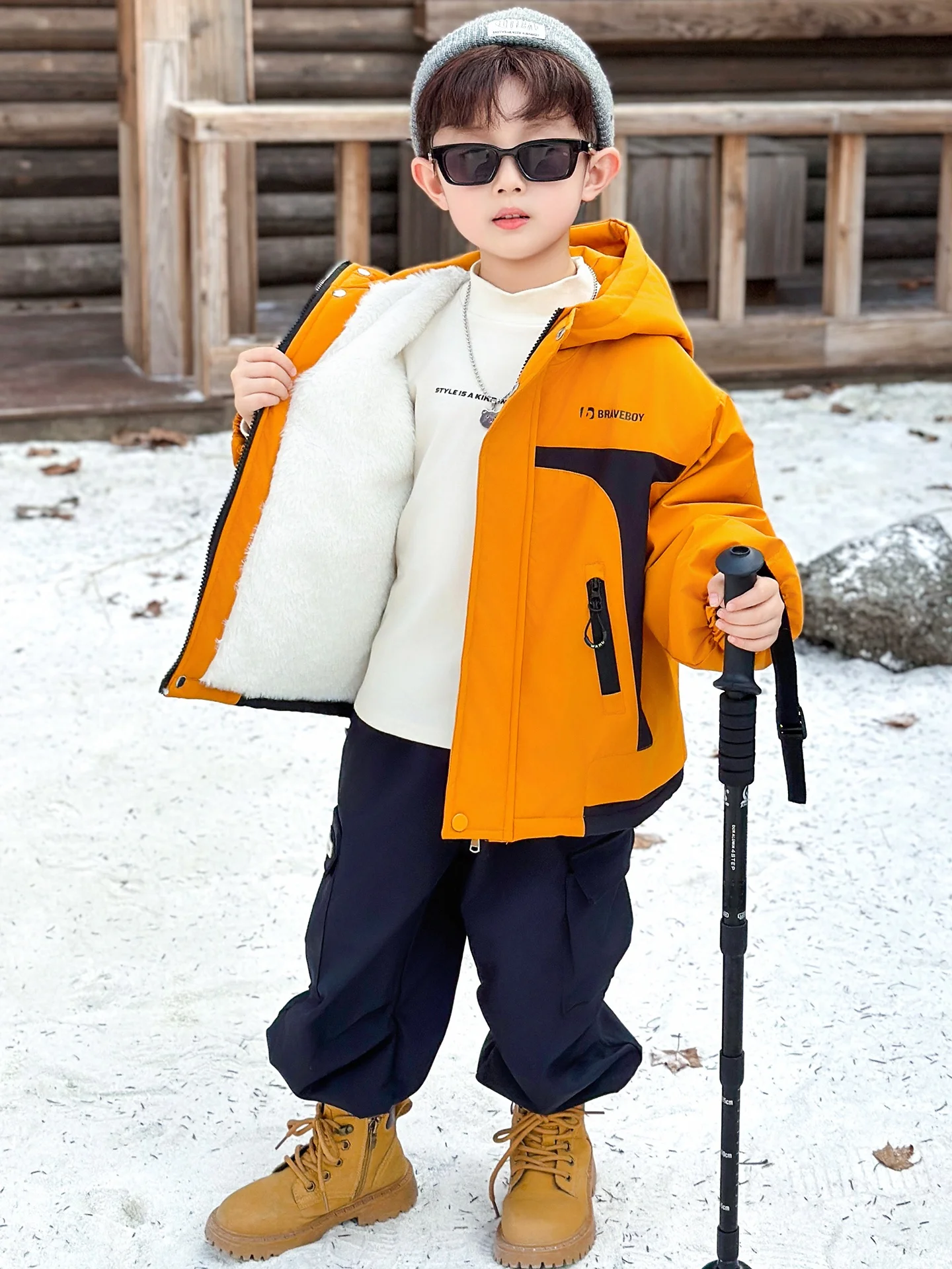 

Утепленная зимняя куртка для мальчиков: теплая, водонепроницаемая, для активного отдыха, молодежная, модная, с принтом, из полиэстера, повседневная, с длинными рукавами, на молнии