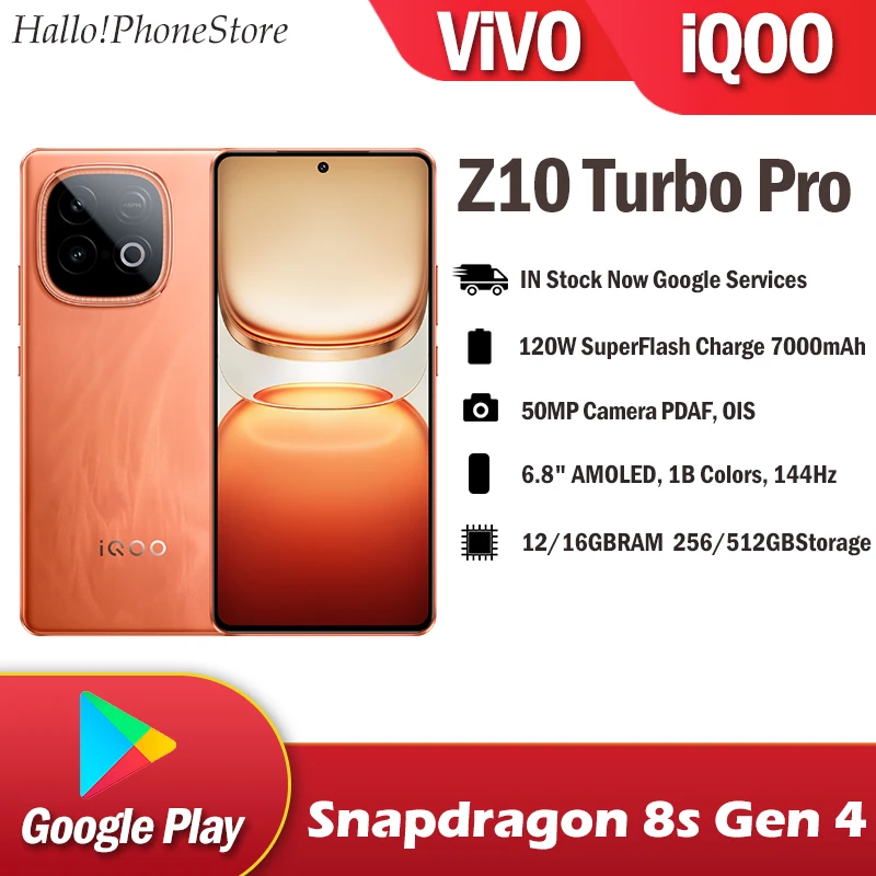 الأصلي والجديد ViVO iQOO Z10 Turbo Pro Snapdragon 8s Gen4 120 واط شاحن فلاش 7000 مللي أمبير جوجل بلاي NFC 50Mp كاميرا 144 هرتز 5 جرام #1