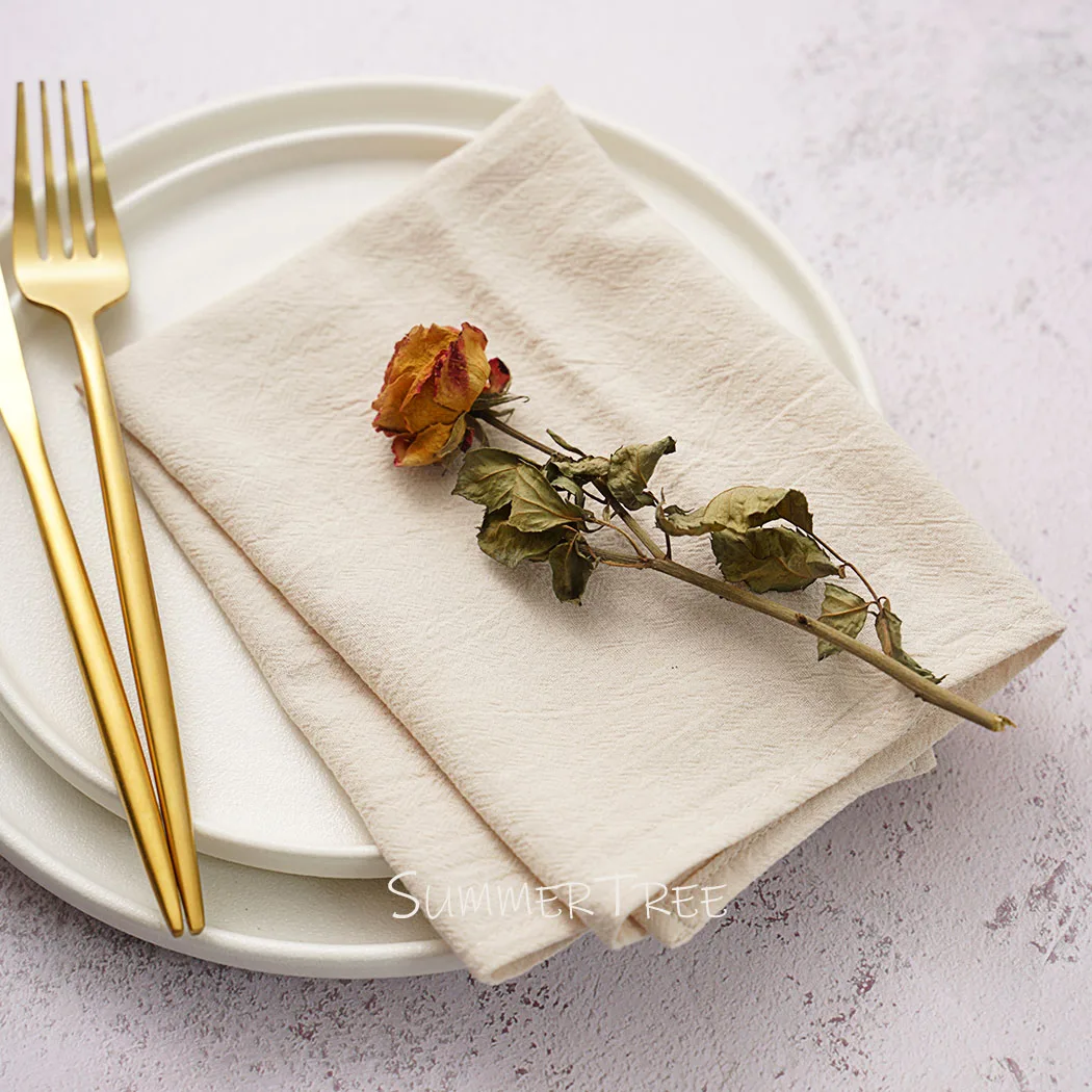 6pcs Napkins 40X40CM Plain Washed Cotton Tea Towel Dining Place Mats Enhancing Wedding Home Table Decoration Kitchen Experience