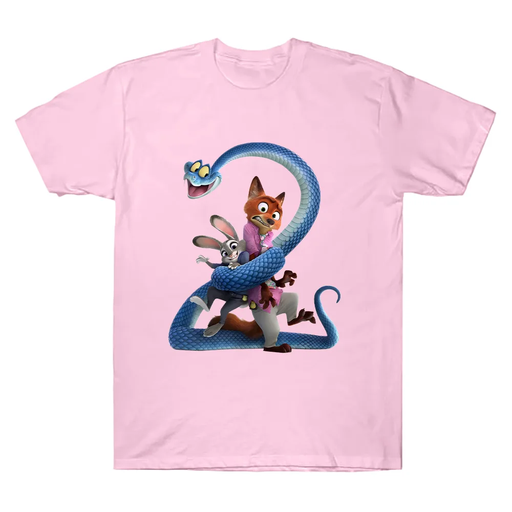 Zootopia 2 الحيوان تي شيرت نيك وايلد وجودي هوبس عطلة الأسرة المحملة للرجال النساء ملابس علوية من القطن الخالص الجولة الرقبة ملابس مريحة