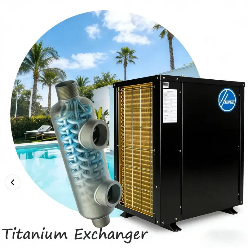 38-44KW Full Inverter R32 Air Source Swimming Pool Heat Pump Water Heater High Efficiency French Metal Housing Household