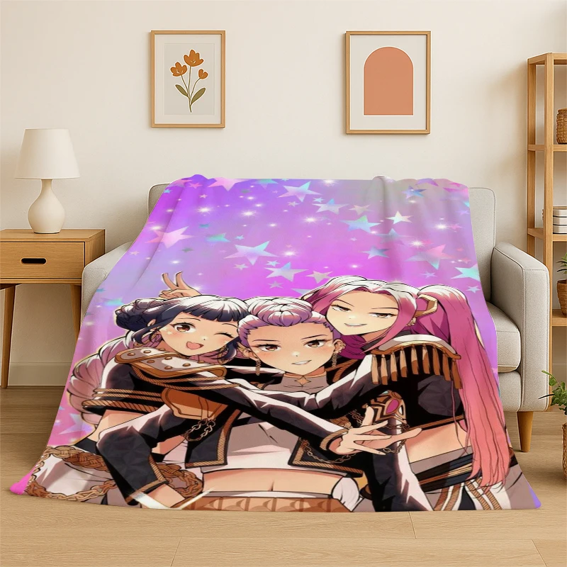 KPop D-Demon Hunters Girl Group Cartoon Soft Flannel Throw Blanket,Cozy Blanket for Bed,Couch,Sofa,Bedroom,Living Room,Travel
