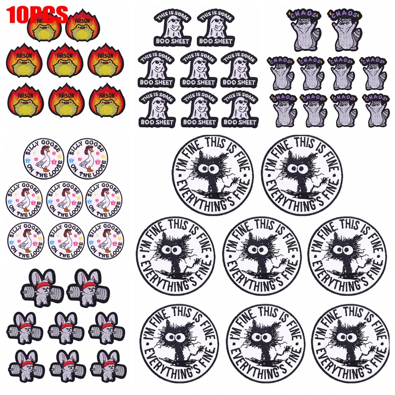 10 Teile/lose Tier Ente Katze Frosch Patch Cartoon Interessante Cartoon Patch Eisen Auf Patches Für Kleidung Jacken Jeans Nähen Aufkleber