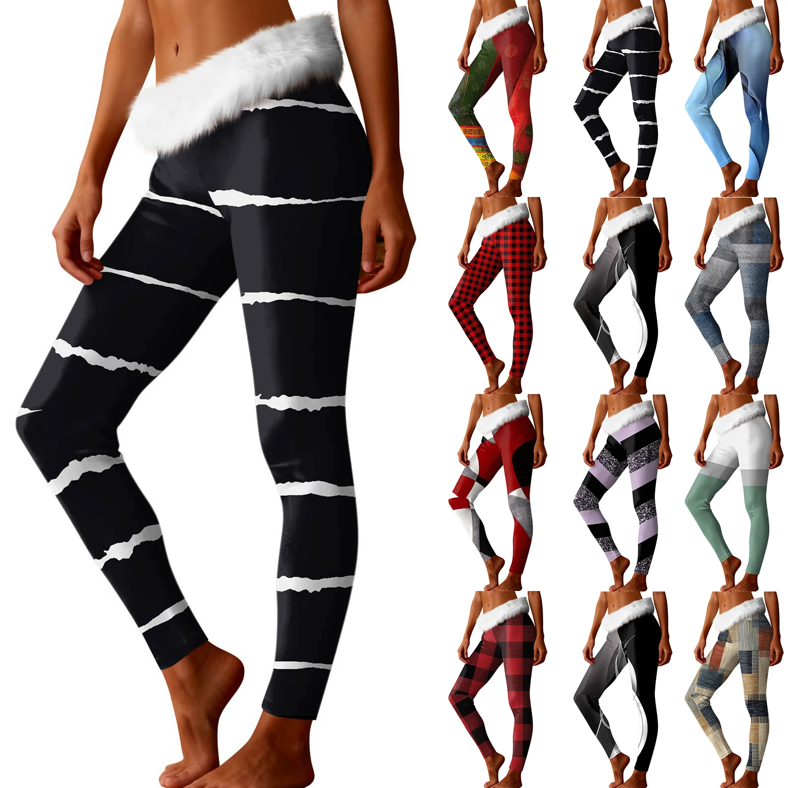 Christmas Pants Plaid Plush Retro Casual Festive Autumn And Winter Warm Men'S Pants Suitable For Home Everyday Wear And Parties