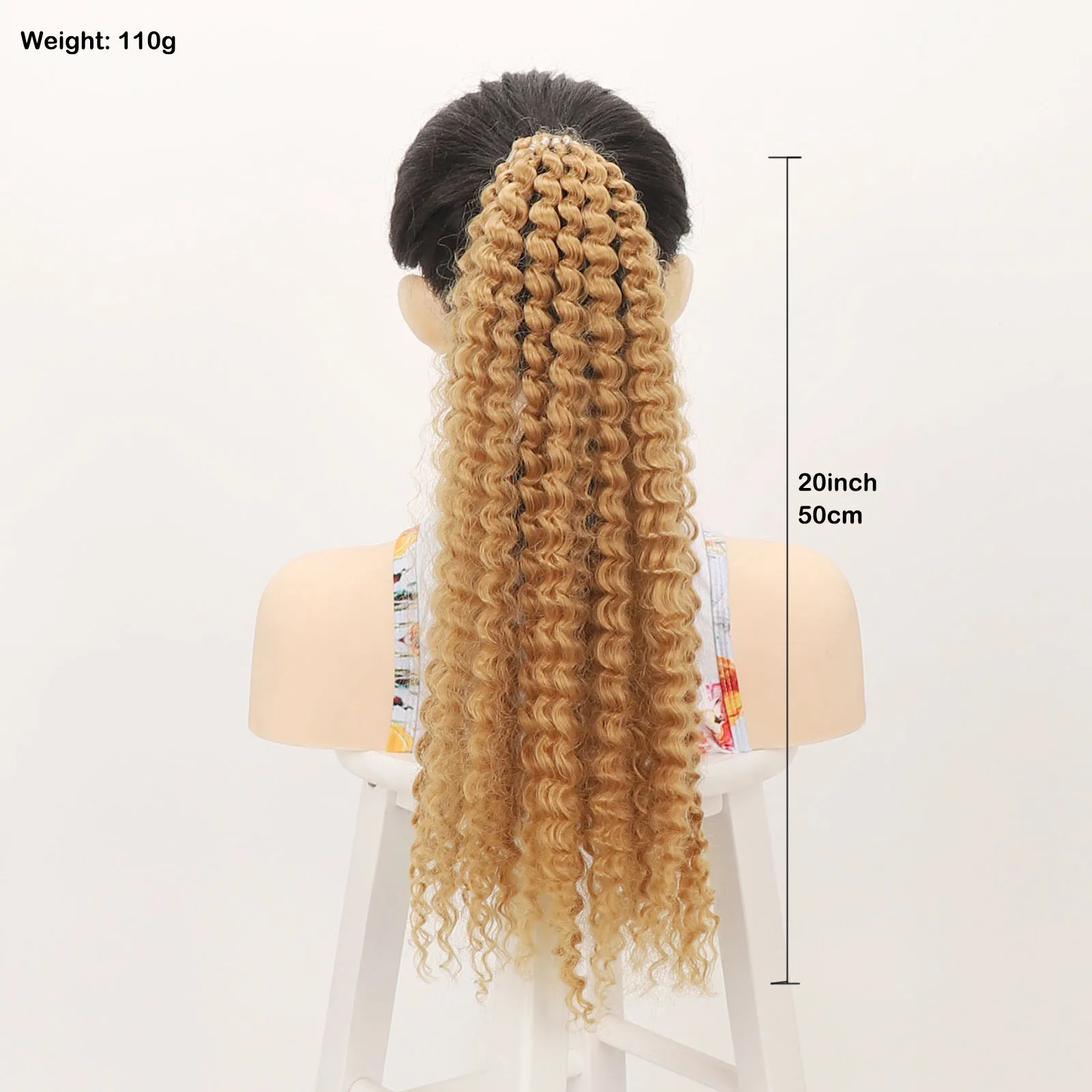 Zolin Synthetic Hair Ponytail Loose Deep Curly Hair Extension With Rubber Band Hair Ring Ponytails Hairpiece