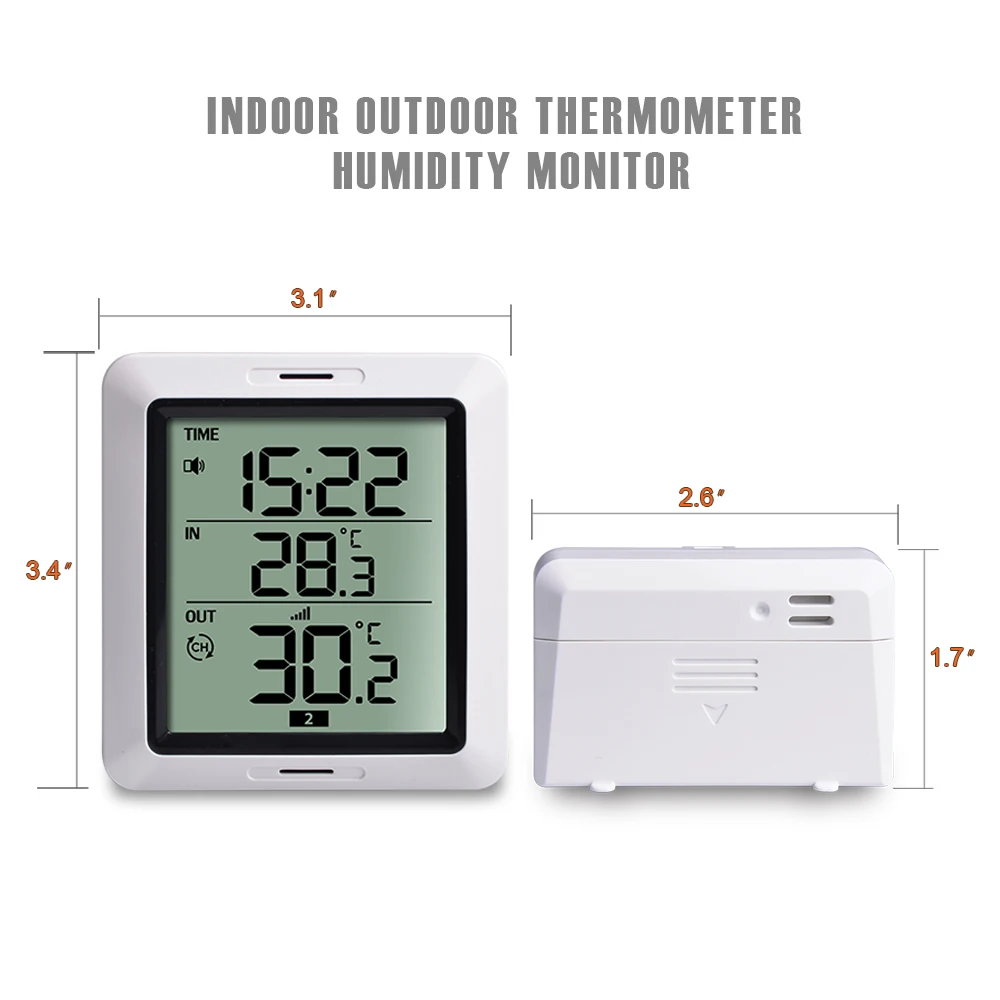 Ecowitt WH0281 bezprzewodowy cyfrowy termometr zewnętrzny wewnętrzny, zawiera 3 sztuki czujników termometru i 1pc termometr wyświetlacz konsoli