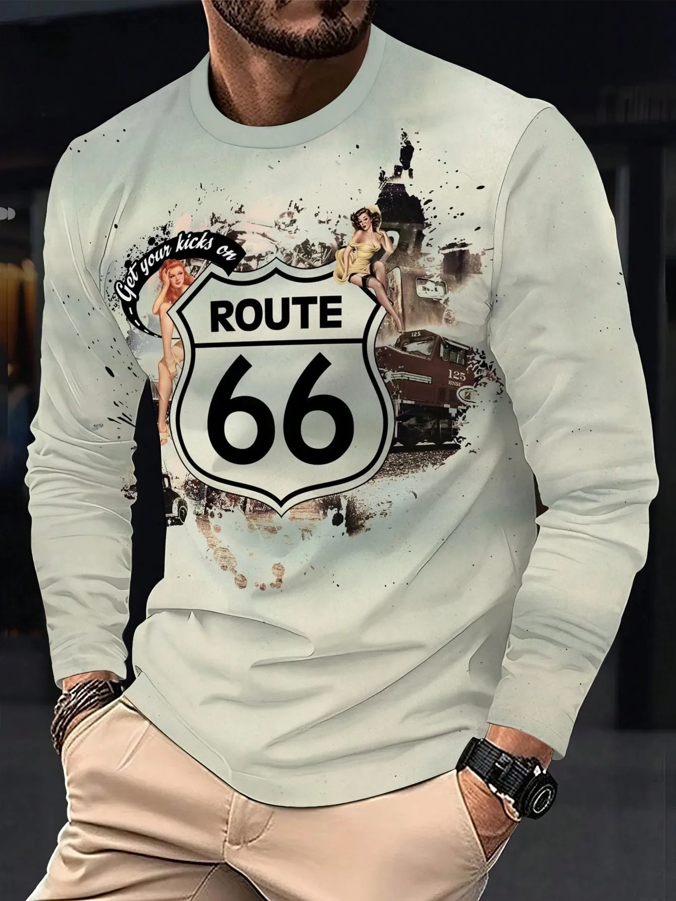 تي شيرت رجالي جديد بأكمام طويلة لربيع وخريف 2025 يتميز بأزياء الشارع والراحة مع طباعة رقمية ثلاثية الأبعاد #1