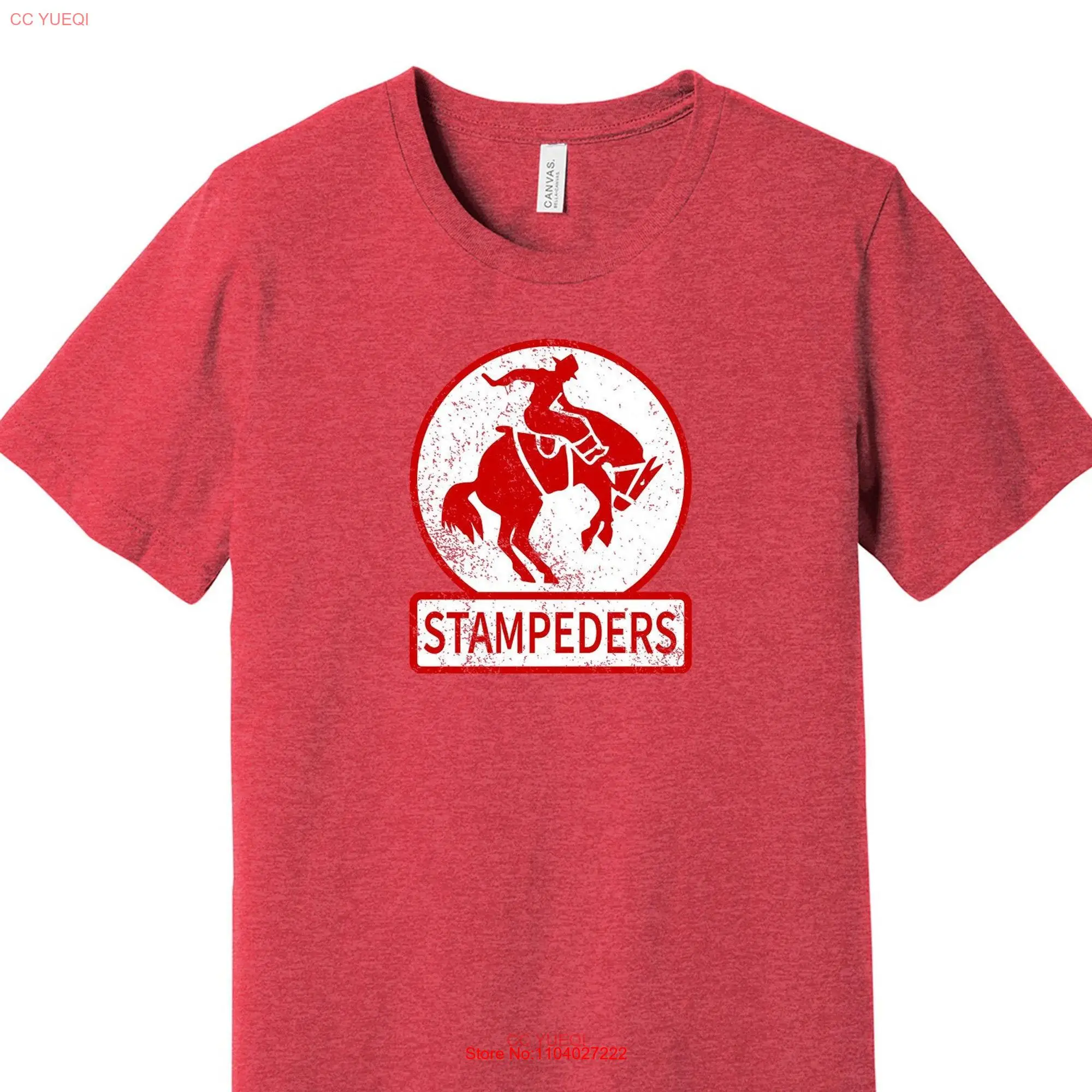 Calgary Stampeders Throwback T Shirt Retro Distressed Logo Defunct Hockey Team S M L XL XXL 3XL Red Gold Black White