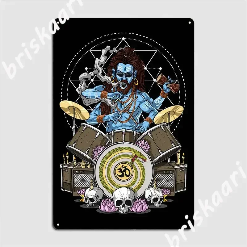 Placa Metálica Decorativa con Diseño de Shiva, Dios Hindú Baterista, para Club, Bar, Garaje, Cine, Cocina