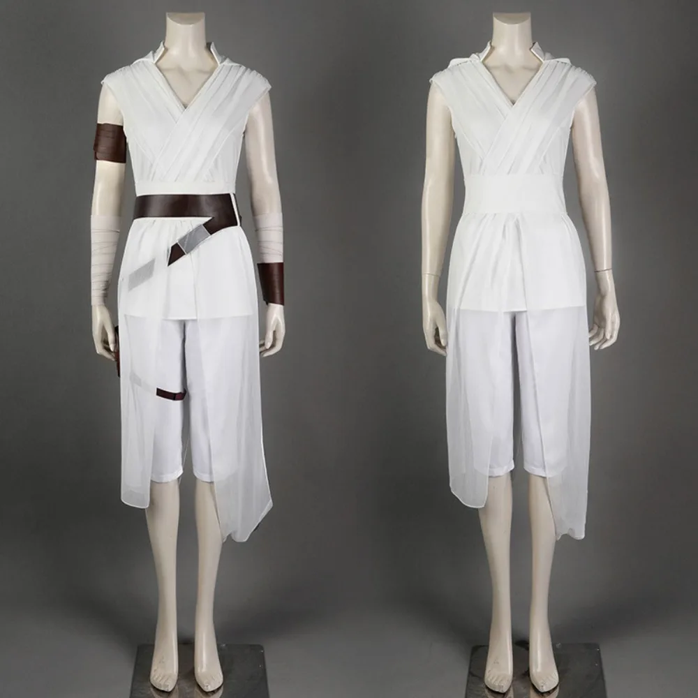 

Movie Star Jedi Warrior Rey Cosplay Costume Women Tops Pants Belt Accessories Full Set Jedi Warrior Role Play Suit Halloween