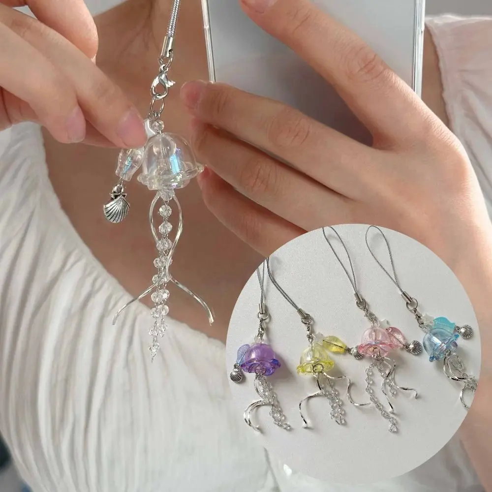 

Медуза Кисточка Y2K Медуза Мобильный Брелок Корейская Морская Ракушка Рыба Телефон Очарование Брелок Бусины Цепь Рюкзак Брелок Мобильный