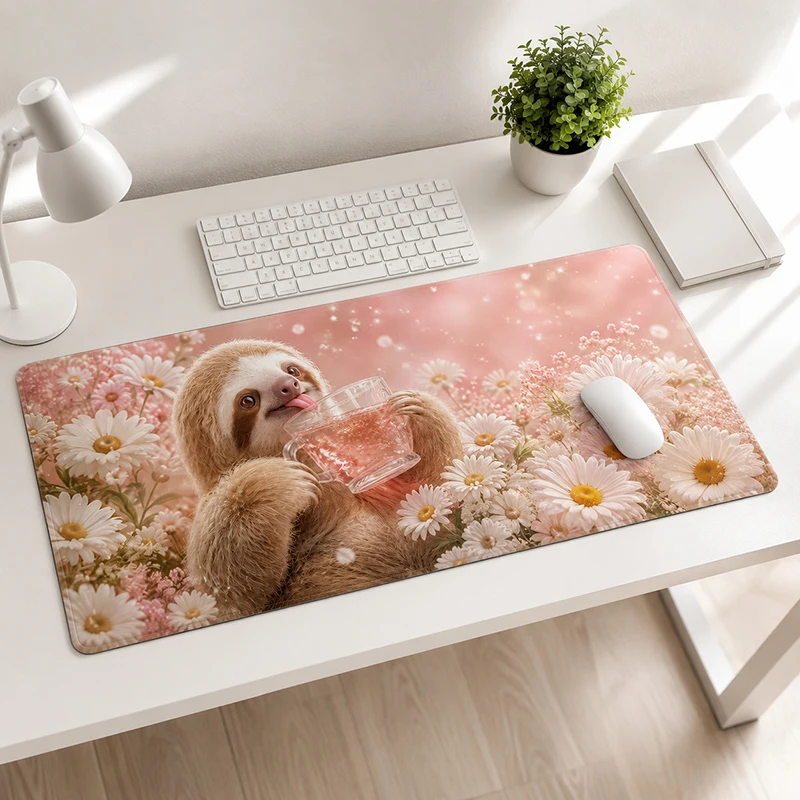 Mouse Pad Gaming Sloth Daisy Garden XL HD Large New Mousepad XXL Desk Mats Natural Rubber Carpet Office Computer Mice Pad