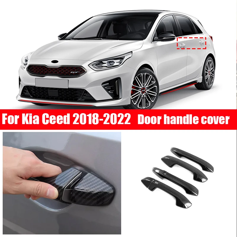 For KIA Ceed SW GT line 2018 2019 2020 2022 Door handle covered with ABS anti scratch door handle cover carbon fiber pattern