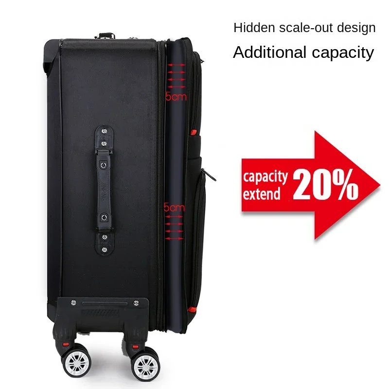 Large Capacity Travel Suitcase with Wheels Waterproof Oxford Lightweight Luggage Removable Wheels Trolley Case 20‘’22‘’28'' Inch