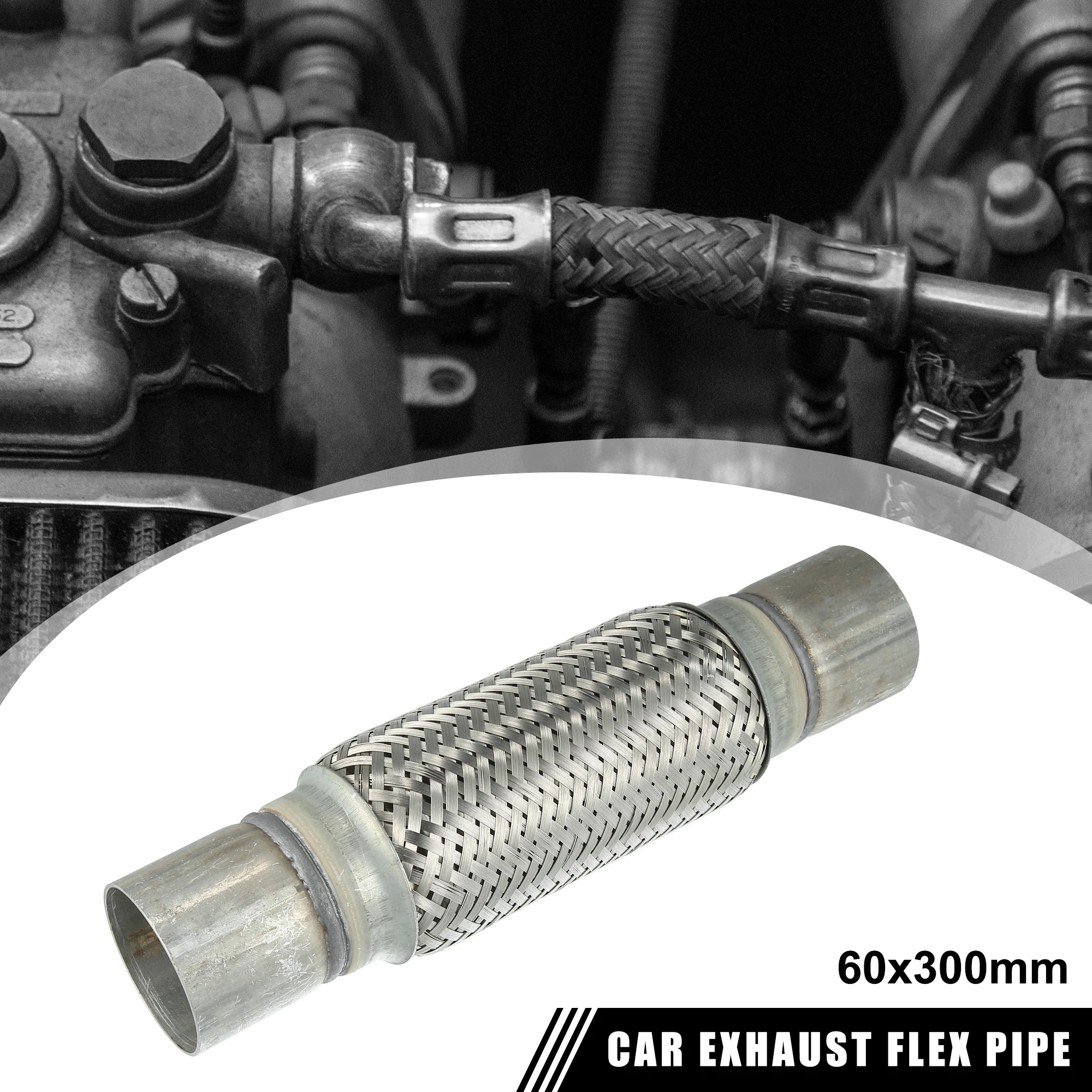 

UXCELL 60*300 мм автомобильная выхлопная гибкая трубка, универсальное выхлопное соединение со сварочной удлинительной трубой, нержавеющая сталь, серебристый тон