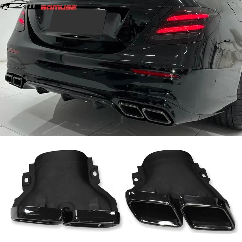 Für 2017–2019 Mercedes-Benz W213 E63 E63S Endrohre Auspuffrohr Quad Square Schalldämpfer Schwarze Spitze Auspuffkrümmer