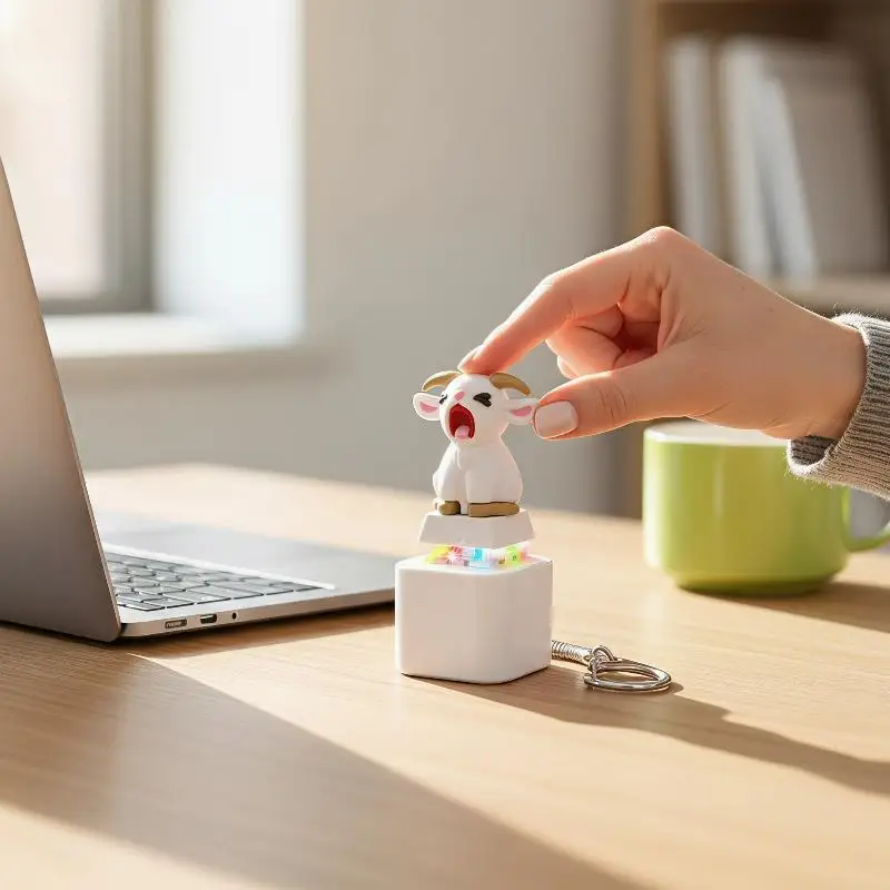 Squeaking Goat Keyboard Anti-Stress Fidget Clicker Rechargeable Pocket Toy for Adults Commute Boredom Killing