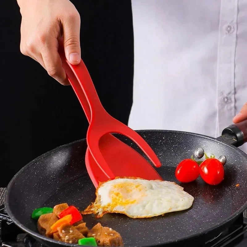 1/2/3/4pcs 2 In 1 Grip Flip Tongs Eggs Tongs French Toast Pancake Egg Clamp Omelet Turners Cooking Tongs Gadgets Kitchen Cooking