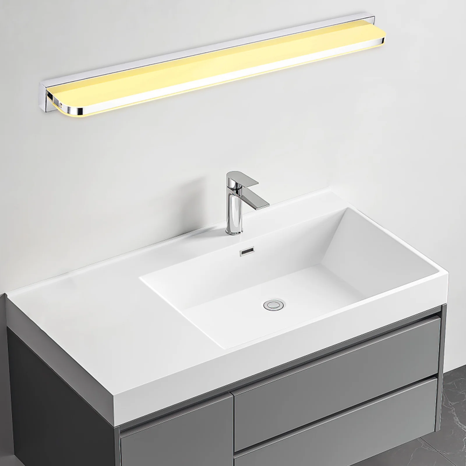 Luminária de Espelho LED de Parede Brilhante com Ângulo Ajustável em Aço Inoxidável e Material PC para Sala de Estar, Quarto e Iluminação de Vanity