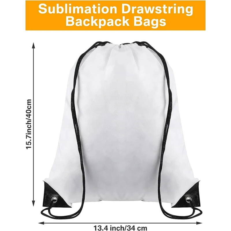 30 PCS Blank Sublimation Drawstring Bags White Oxford Cloth Reusable Cinch Bag Sackpack