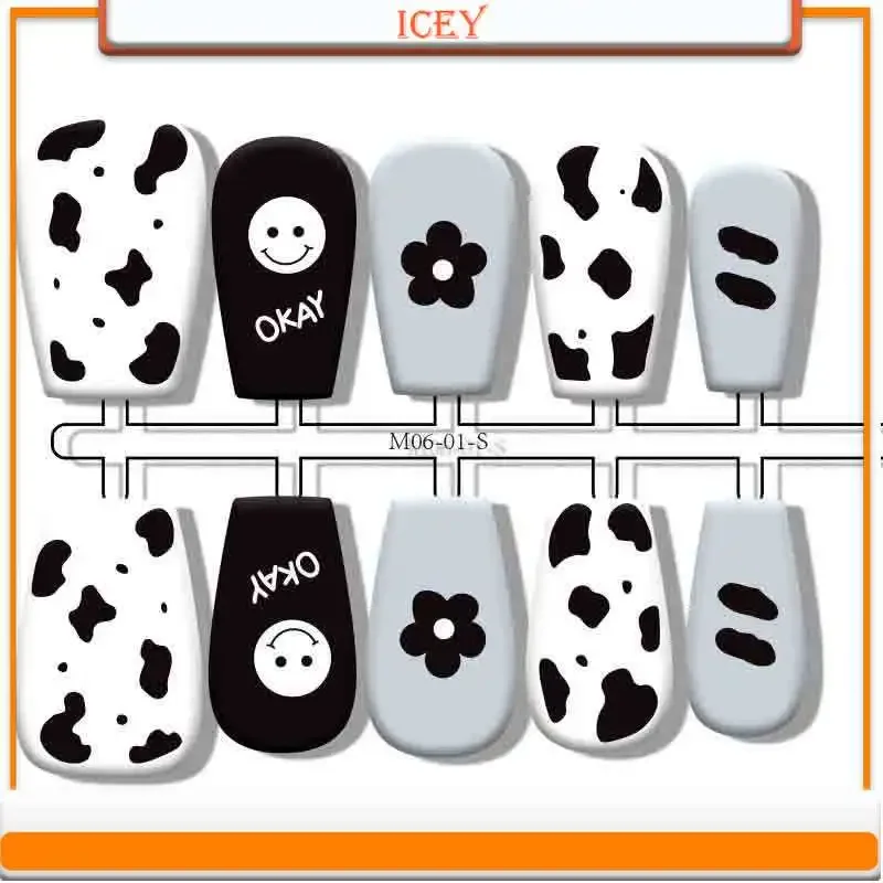 Icey Beauty 30 Uds. Patrón de leche prensa en uñas productos para uñas semiphechos códigos de uñas prefabricados piezas de uñas