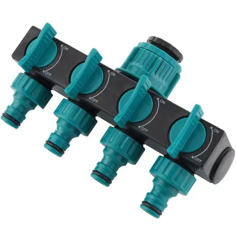 

4-Way Water Splitters 1" to 3/4" to 1/2" Thread European Standard Thread Garden Irrigation Watering Connector Fittings Valve