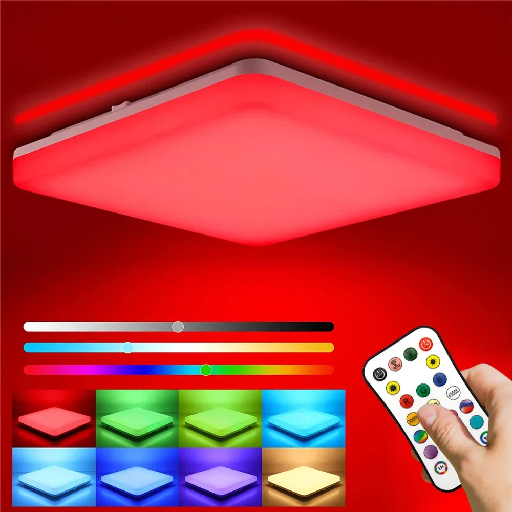 

Умный потолочный светильник RGB Luster Светодиодные светильники с дистанционным управлением Светодиодные потолочные светильники для украшения гостиной Панельный светильник с регулируемой яркостью