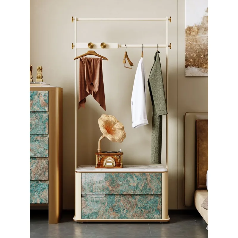 bedside table, coat rack integrated bedroom indoor floor-to-ceiling small hanger, new light luxury high-grade metal hanger