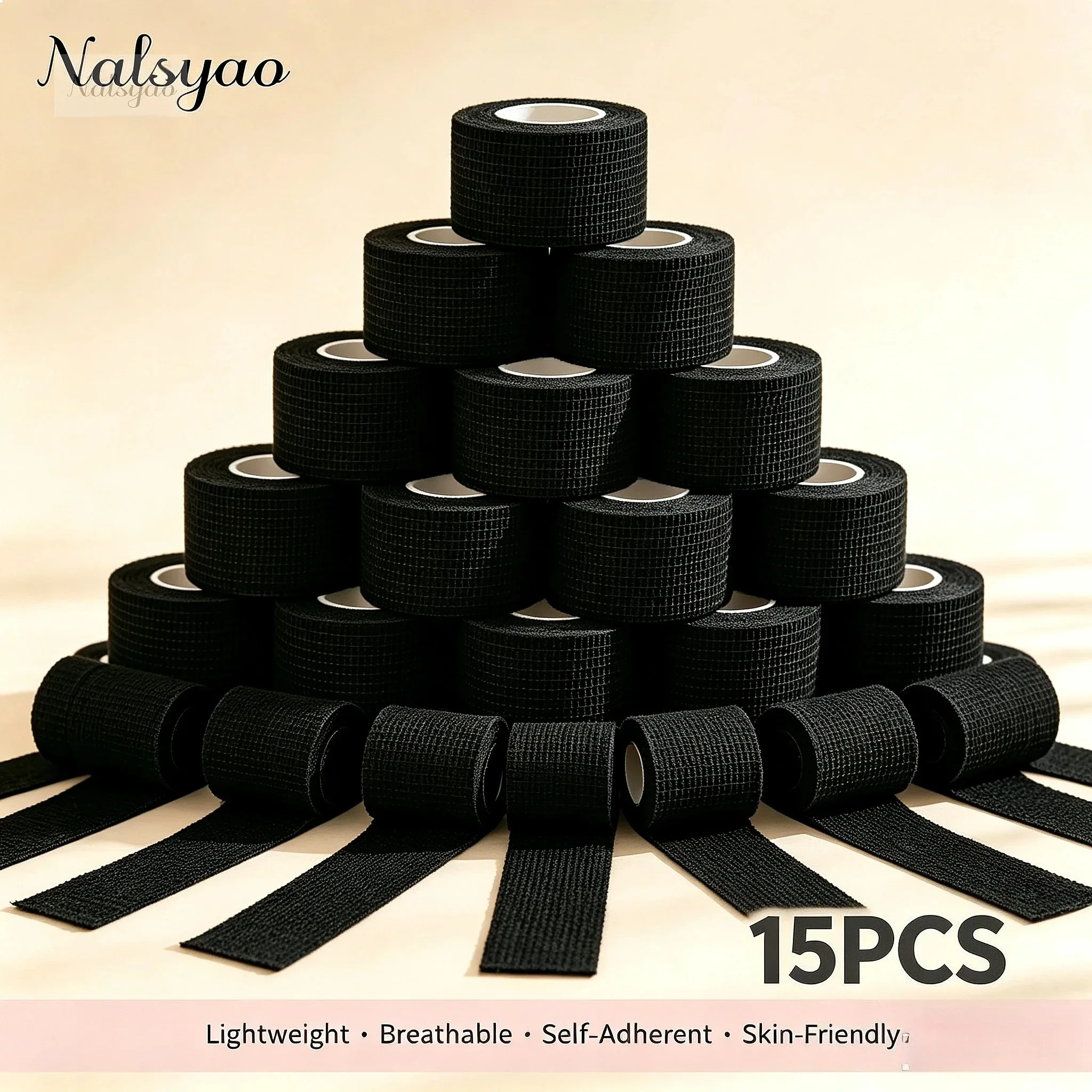2.5cm Medical Adhesive Bandage Elastic Breathable Sports Self Adhesive Tape Black Wrap Finger Tape for Wrist Ankle First Aid
