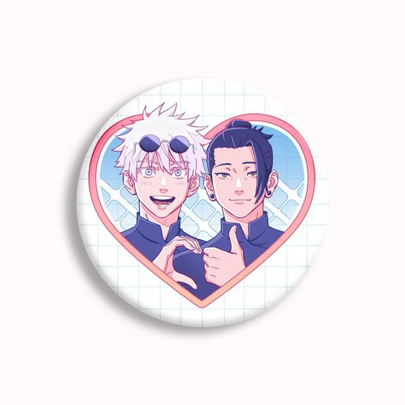 Jujutsu Kaisen Satoru Gojo and Suguru Geto Fanart Button Pin Funny Meme Brooch Creative Japan Comic Anime Badge Bag Fans Collect