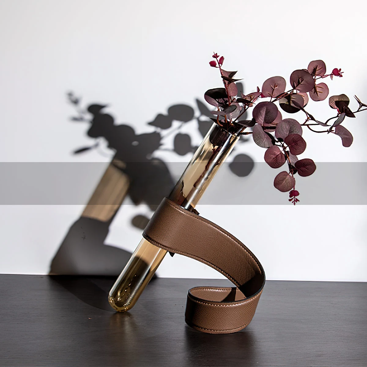 Colorful European Entry Lux Leather Inclined Flower Arrangement Glass Vase Living Room Bedroom Sales Office Decoration