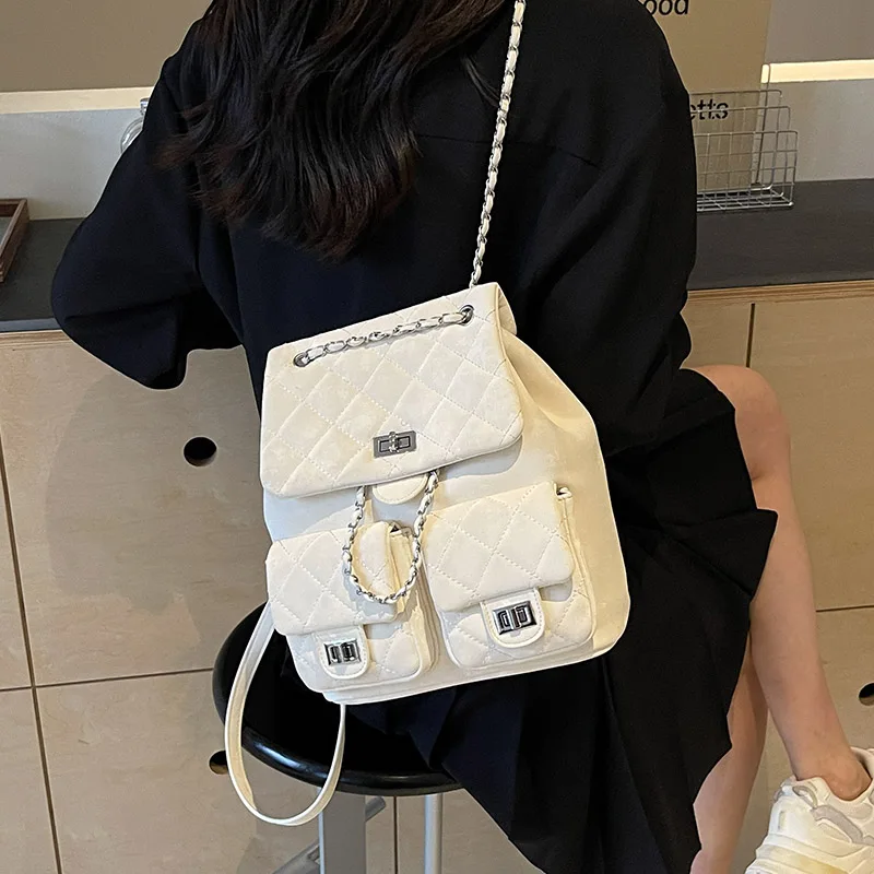 حقيبة ظهر نسائية من Amy Rabbit، حقيبة كتف مزدوجة عصرية كاجوال لطيفة على طراز الكلية، طراز محايد حديث، إبزيم قفل للإغلاق