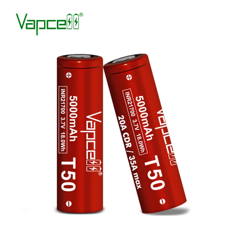 Big Capacity Original Vapcell 21700 T50 5000mah 20A/35A Rechargeable Battery 3.7V Li ion Battery INR21700 VS LGM50/Samsung50E