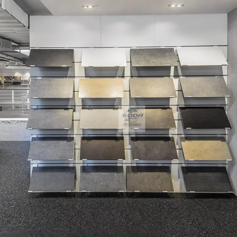 custom.Custom Wall-Mounted Metal Display Racks Wood Flooring, Building Material Stores Exhibition Showroom Fixture