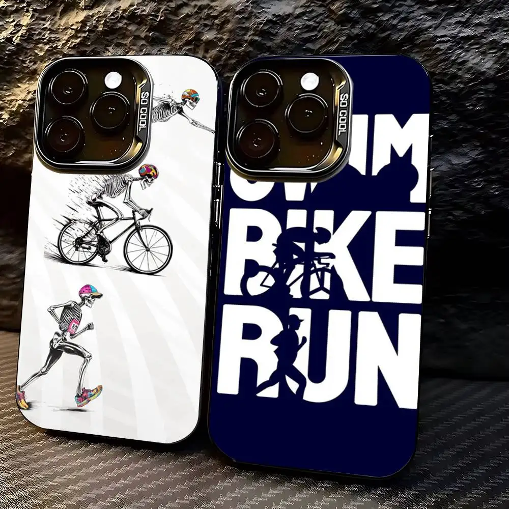 

Triathlon Swim Bike Run Phone Case for iPhone 17,16,15,14,13,12,11,Pro,X,Xs,Max,Plus Shockproof Cover