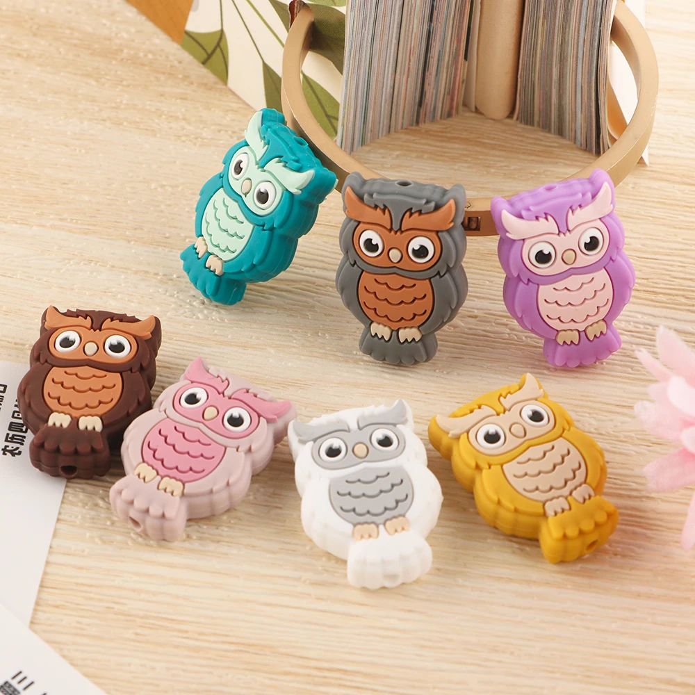 Sunrony 5/10Pcs New Owls Dog Flower Silicone Beads For Jewelry Making DIY Keychain Jewelry Necklace Bracelet Accessories