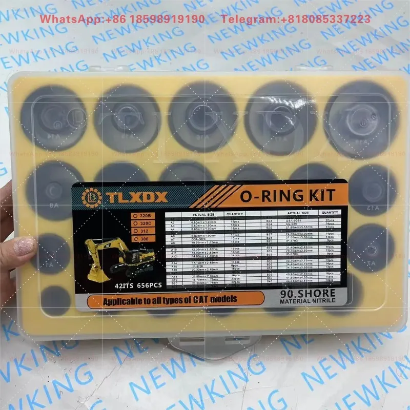 656PCS Hydraulic Cylinder Excavator Kit NBR O-Ring Box Service Kit Set Injector Oil Seal O-Ring Kit Excavator E320 320B