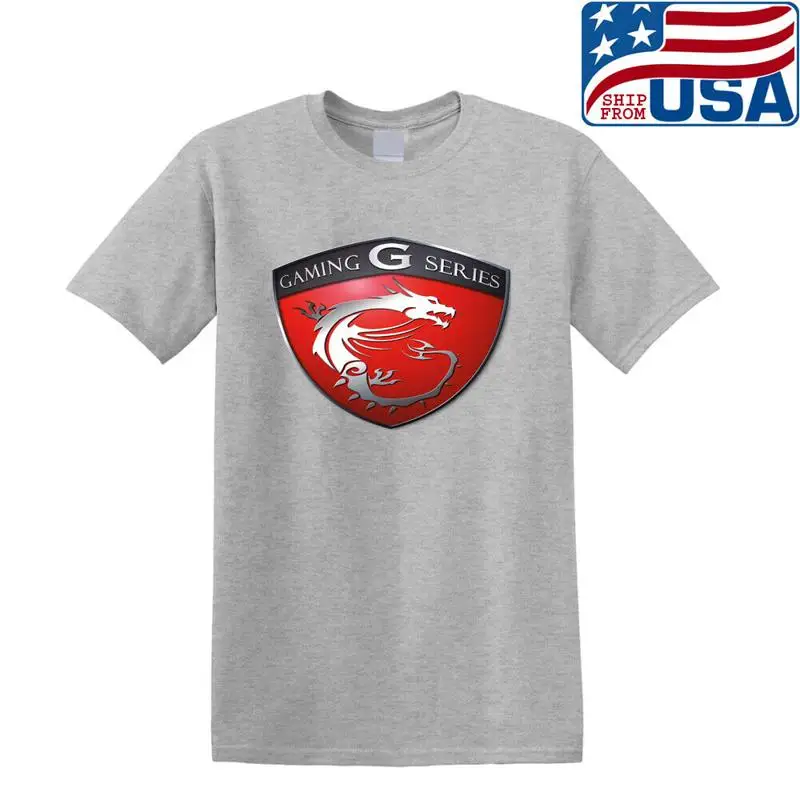تي شيرت رجالي رمادي من سلسلة Gaming MSI Shield مقاس S إلى 5XL