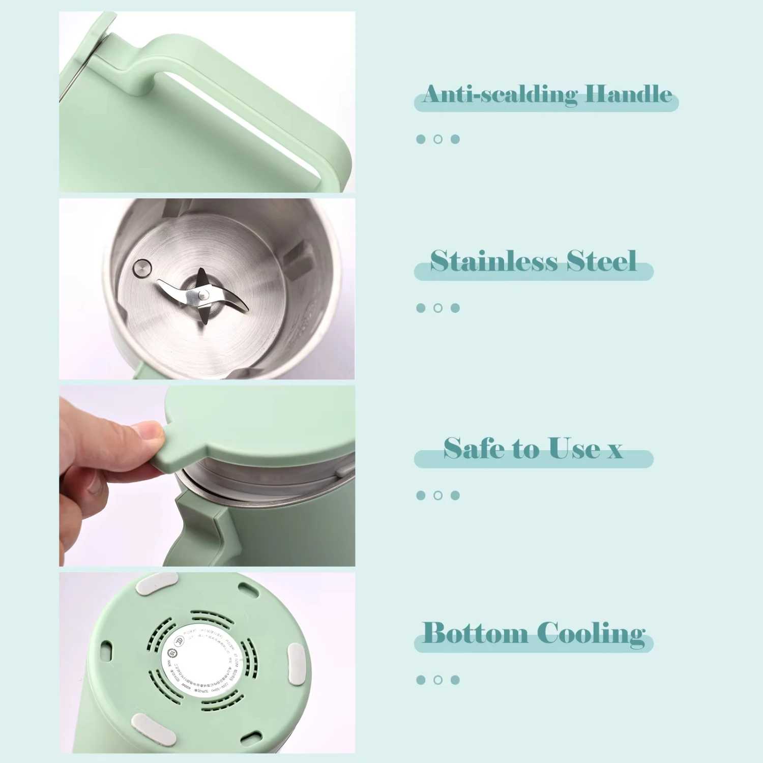 صانع حليب الصويا متعدد الوظائف 350 مللي عصارة ماكينة حليب الصويا مع الفولاذ المقاوم للصدأ وشفرة متعددة الطباخ خلاط الحبوب أغذية الأطفال