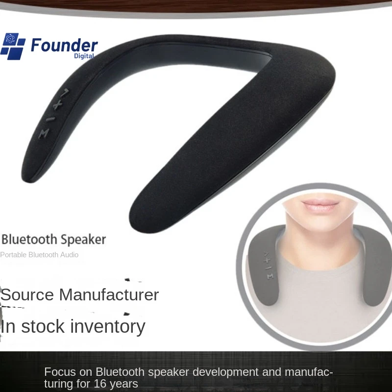 3C Founder 5D New Stereo Wireless Bluetooth U-shaped Neck Hanging Speaker Ring Neck Hanging Microphone Bluetooth Audio Hot 2024