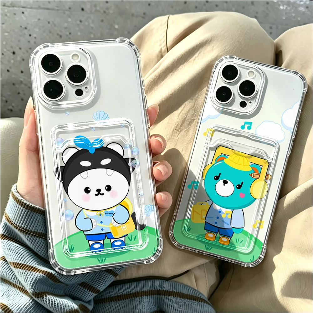 Cartoon Mascot GMMTV Card Hold Case for Samsung Galaxy A17 A07 A56 A36 A26 A55 A35 A06 A05 A24 A14 A54 A15 A05S A25 4G 5G Cover