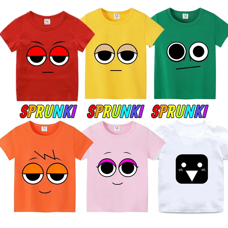 Sprunki Print Baby Cotton T Shirt Clothes Cartoon Anime Boy Clothes Girl Tee Shirt Clothes Anime Kawaii Summer Tees Top Clothing