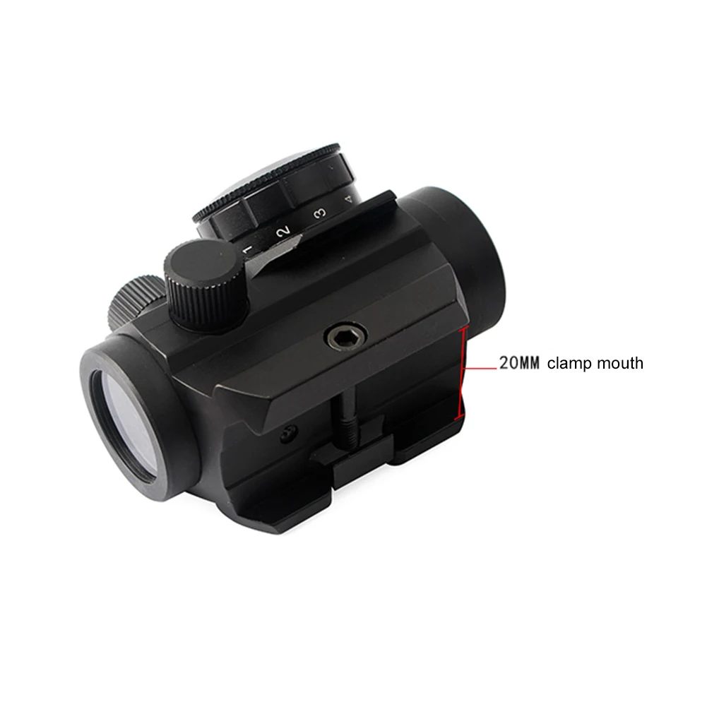 1 Set Red Dot Sight con 2 MOA e 9 impostazioni di luminosità mirino Reflex con lente rivestita in alluminio antiurto con guida da 20mm