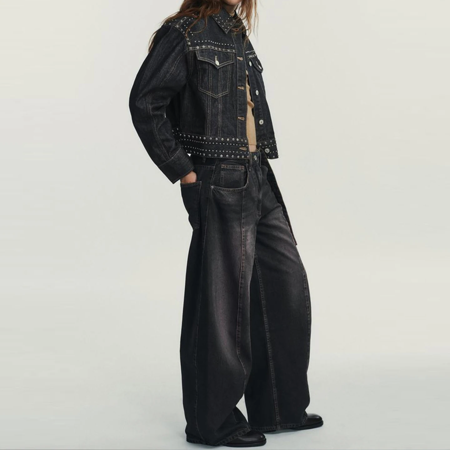 Z جينز نسائي فضفاض منخفض الخصر أنبوبي أنيق ذو كرة شخصية 2025 وصل حديثًا للسيدات مناسب من قماش الدنيم #3