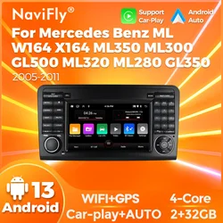 Android 13 Carplay 2 Din Stereo Car Radio For Mercedes-Benz M-Class W164 GL-Class X164 ML GL ML350 ML500 GL320 ML280 GL350 GL450