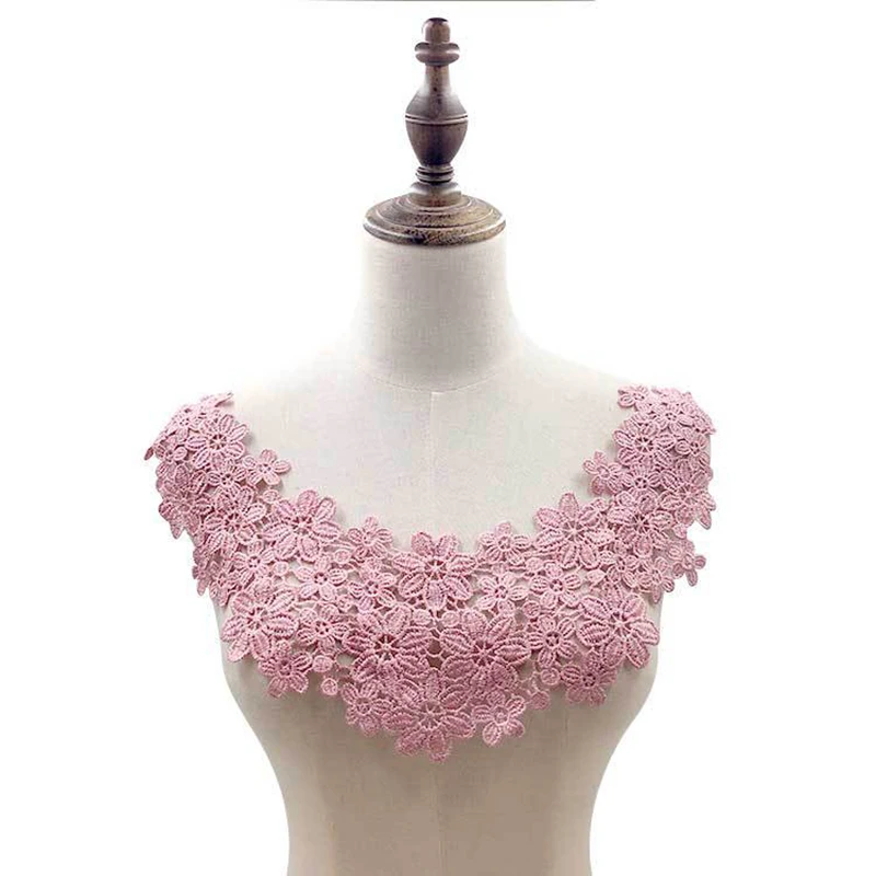 Collar de tela de encaje bordado en 3D, apliques de costura de encaje de flores pequeñas, accesorios de ropa, álbum de recortes, 1 ud.